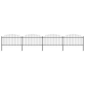 Panele ogrodzeniowe z grotami, stal, (1,25-1,5) x 6,8 m, czarne