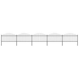 Panele ogrodzeniowe z grotami, stal, (1,25-1,5) x 8,5 m, czarne
