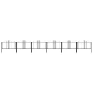 Panele ogrodzeniowe z grotami, stal, (1,25-1,5)x10,2 m, czarne