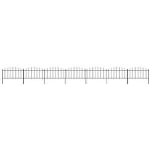 Panele ogrodzeniowe z grotami, stal, (1,25-1,5)x11,9 m, czarne