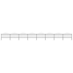 Panele ogrodzeniowe z grotami, stal, (1,25-1,5)x13,6 m, czarne