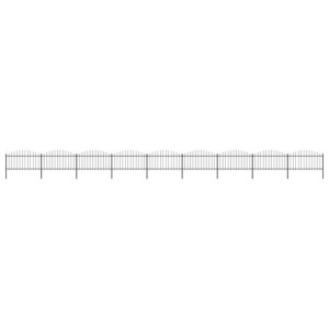 Panele ogrodzeniowe z grotami, stal, (1,25-1,5) x 15,3 m, czarne