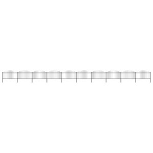 Panele ogrodzeniowe z grotami, stal, (1,25-1,5) x 17 m, czarne
