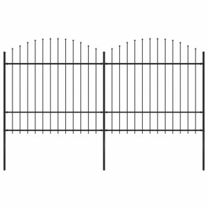 Panele ogrodzeniowe z grotami, stal, (1,5-1,75) x 3,4 m, czarne