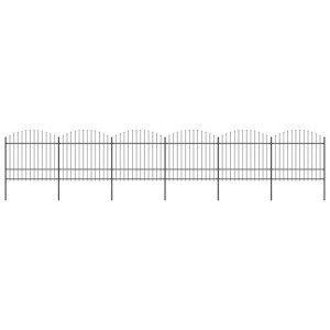 Panele ogrodzeniowe z grotami, stal, (1,5-1,75)x10,2 m, czarne