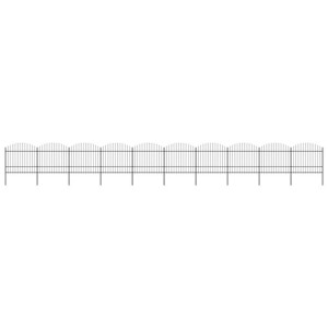 Panele ogrodzeniowe z grotami, stal, (1,5-1,75) x 17 m, czarne