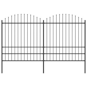 Panele ogrodzeniowe z grotami, stal, (1,75-2) x 3,4 m, czarne
