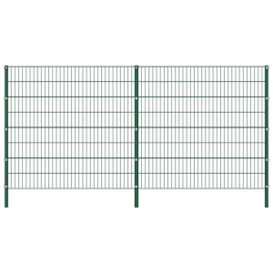 Panel ogrodzeniowy ze słupkami, żelazny, 3,4 x 1,6 m, zielony