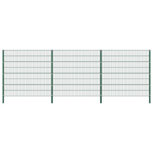 Panel ogrodzeniowy ze słupkami, żelazny, 5,1 x 1,6 m, zielony