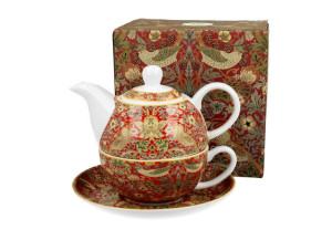 Tea for One porcelanowy / Filiżanka z dzbankiem i spodkiem STRAWBERRY THIEF