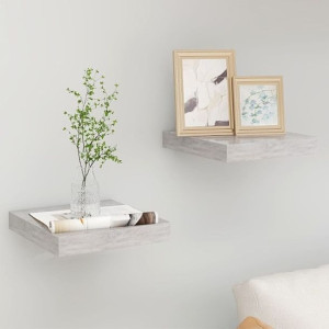 Lumarko Półki ścienne, 2 szt., szarość betonu, 23 x 23,5 x 3,8 cm, MDF