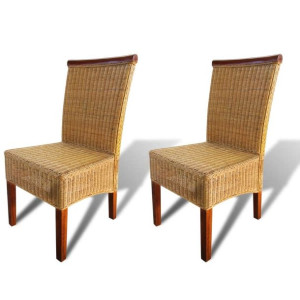 Krzesła stołowe, 2 szt., brązowe, naturalny rattan