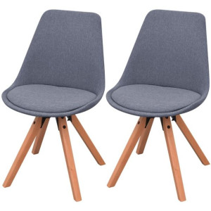 Krzesła stołowe, 2 szt., jasnoszare, tkanina
