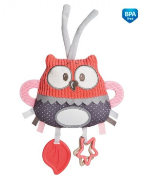 CANPOL 68/065 Pluszowa zabawka edukacyjna do wózka/łóżeczka PASTEL coral