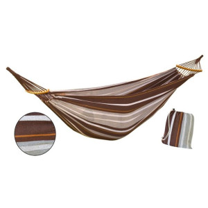 Hamak Ogrodowy 2 Osobowy Luxe Xxl 250x150cm Z Drążkiem Brązowy