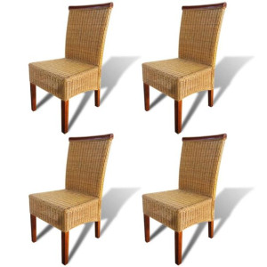 Krzesła stołowe, 4 szt., brązowe, naturalny rattan