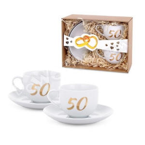 Filiżanki z podstawkami 50 rocznica ślubu 220 ml