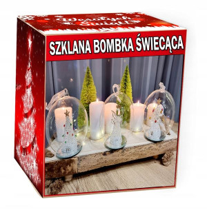 Bombka szklana z motywem świecaca RGB roz XL