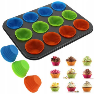 Forma Blacha Na Muffinki + 12 Silikonowe Babeczki