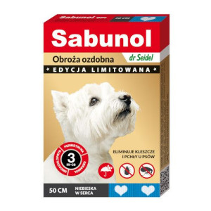 Sabunol obroża dla psa niebieska w serca 50cm