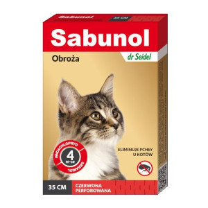 Obroża Sabunol dla kota 35cm CZERWONA