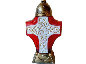 Znicz znicze lampion KRZYŻ CZERWONY+WKŁAD