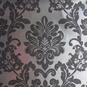Tapety Tapeta Glam Srebrno-czarny Ornament Brokat