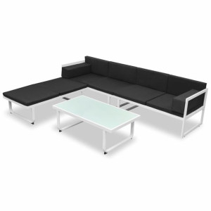 4-cz. zestaw mebli do ogrodu z poduszkami, aluminium, czarny