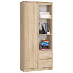 Regał biurowy, zamykany, szuflady, 80, dąb sonoma, mat
