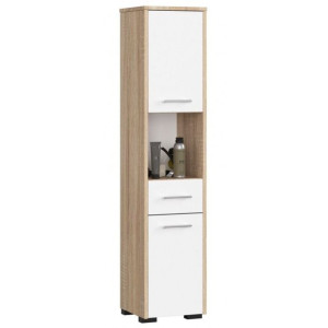 Słupek łazienkowy, szafka, fin 2D, 30, dąb sonoma, biel, mat