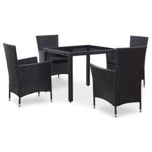 5-cz. zestaw mebli ogrodowych, rattan PE, czarny