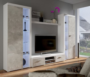Meblościanka Rumba XL beton jasny/biały