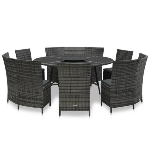 7-cz. zestaw mebli ogrodowych z poduszkami, rattan PE, szary