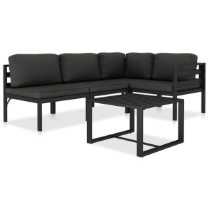 5-cz. zestaw wypoczynkowy, poduszki, aluminium, antracyt