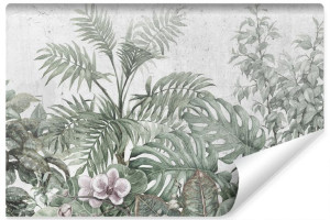 Fototapeta do Salonu Tropikalne ROŚLINY Efekt Betonu 3D 180cm x 120cm