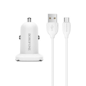 Borofone ładowarka samochodowa BZ12 Lasting Power 2xUSB 2,4A z kablem USB n
