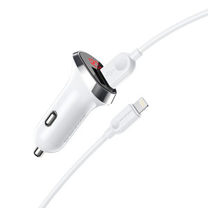 Borofone ładowarka samochodowa BZ15 Auspicious 2xUSB 2,4A z kablem USB na L