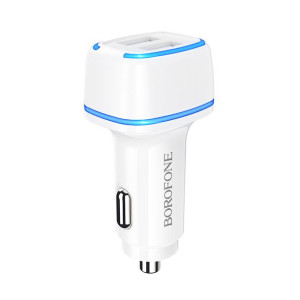 Borofone ładowarka samochodowa BZ14 Max 2xUSB 2,4A biały