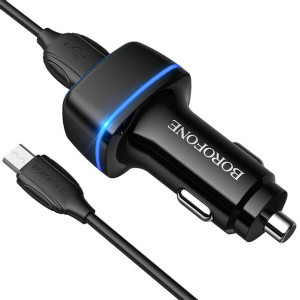 Borofone ładowarka samochodowa BZ14 Max 2xUSB 2,4A z kablem USB na micro US