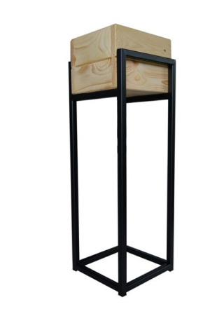 Kwietnik metalowy stojący LOFT + drewniana donica