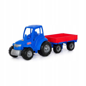 NIEBIESKI TRAKTOR Z PRZYCZEPĄ Maszyna Rolnicza
