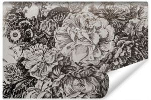 Fototapeta Ścienna KWIATY Liście w Stylu Retro Efekt 3D 270cm x 180cm