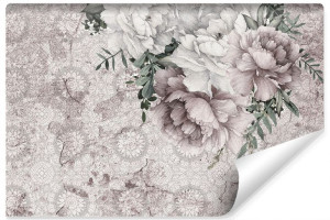 Fototapeta Dekoracyjna do Salonu PIWONIE Ornamenty Efekt 3D 270cm x 180cm