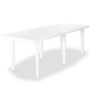 Stół ogrodowy, biały, 210 x 96 x 72 cm, plastikowy