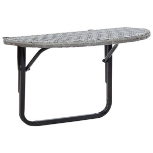 Stolik balkonowy, szary, 60x60x40 cm, rattan PE