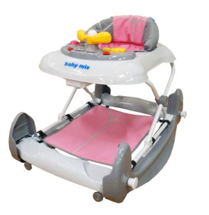 BABY MIX OSK-J888RS Chodzik dla dzieci KOŁYSKA silikonowe kółka grafitowo-r