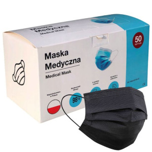 Maski Jednorazowe Chirurgiczne Medyczne Czarne 50