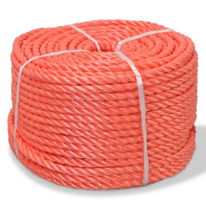 Skręcana lina z polipropylenu, 12 mm, 500 m, pomarańczowa