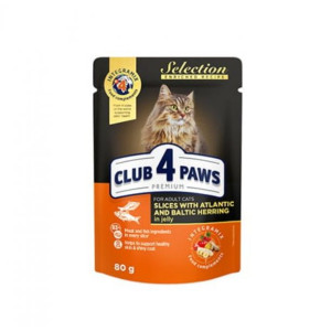 Club 4 Paws Mokra Karma Dla Kota Z Kawałkami Śledzia i Szprotkami w Galarec