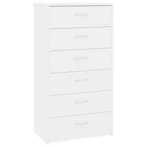 Komoda z 6 szufladami, wysoki połysk, biała, 50 x 34 x 96 cm